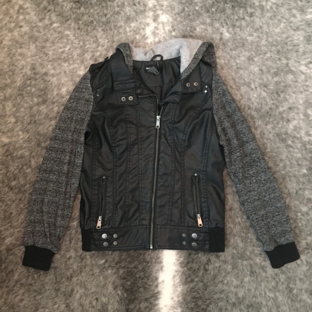Wet Seal Faux Leather Moto Jacket